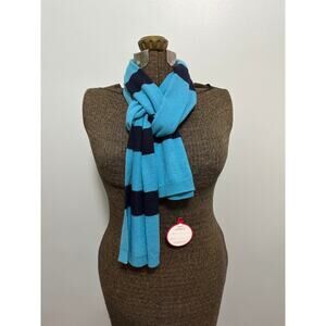 Talbots blue striped cashmere scarf NWT